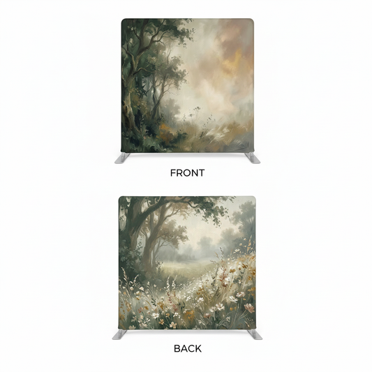 Ethereal Willow double-sided backdrop pillowcover by True Backdrops, featuring soft floral and abstract designs on each side.