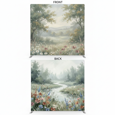 Hazy Willow double-sided backdrop pillow cover by True Backdrops showing a soft, floral pattern on both sides.