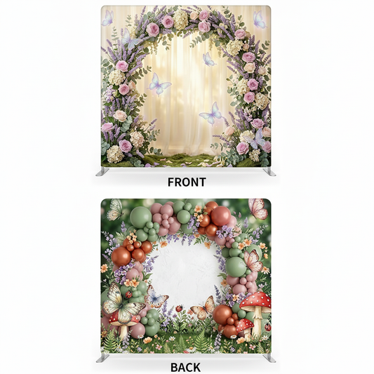 Lavender Meadow double-sided pillowcover backdrop by True Backdrops, featuring soft lavender floral patterns on both sides.