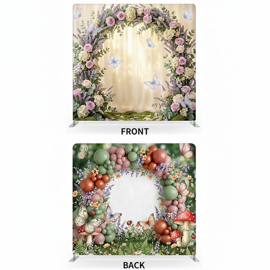Lavender Meadow double-sided pillowcover backdrop by True Backdrops, featuring soft lavender floral patterns on both sides.