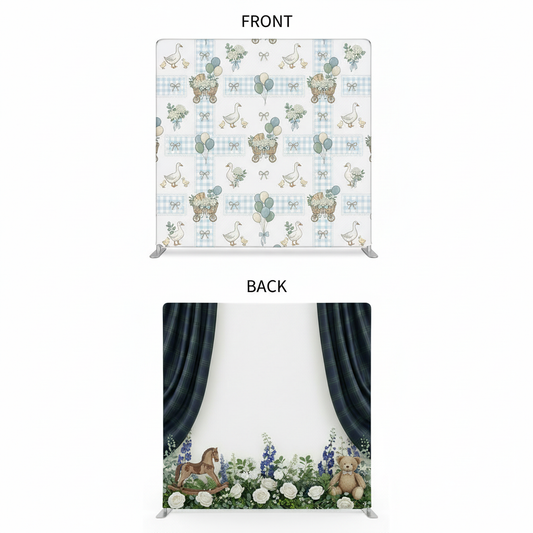 Meadow Heirloom double-sided pillowcover backdrop by True Backdrops, showing the detailed floral and textured design on both sides.
