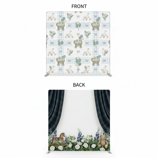 Meadow Heirloom double-sided pillowcover backdrop by True Backdrops, showing the detailed floral and textured design on both sides.