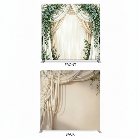 Eucalyptus silk double-sided pillowcover backdrop by True Backdrops, showcasing elegant botanical design on both sides.