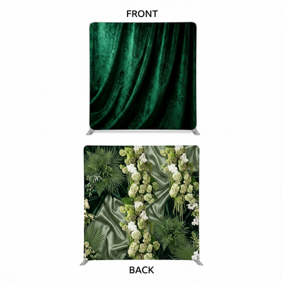 Emerald silk double-sided pillowcover backdrop by True Backdrops, showing smooth, shiny fabric with elegant green color and double-sided design.