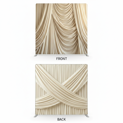 Ivory Serenade Double-Sided Pillowcover Backdrop by True Backdrops, showing elegant double-sided fabric with detailed stitching and smooth texture.