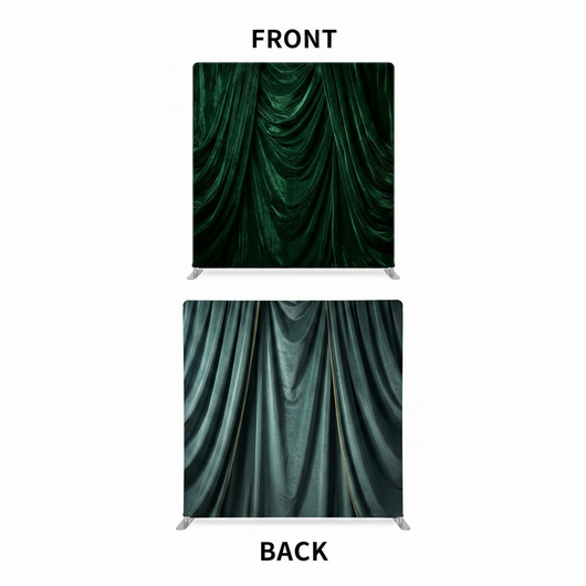 Emerald Nightfall double-sided pillowcover backdrop by True Backdrops, showcasing vibrant green and dark design on both sides.