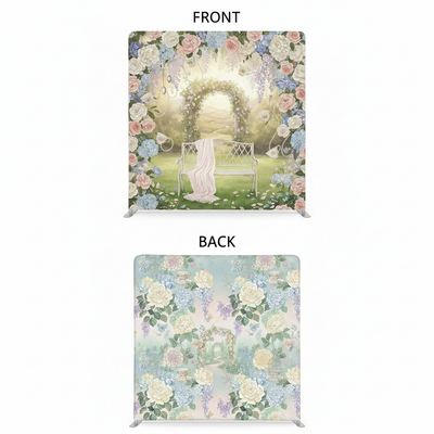 Whimsical porcelain double-sided pillowcover backdrop by True Backdrops, showing intricate porcelain patterns on both sides.