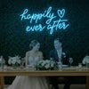 Happily Ever After wedding neon sign by Light Your Way, featuring glowing LED lights with romantic script for special occasions.