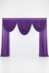 Pre-swagged drapery backdrop with pole pocket from True Backdrops, featuring soft fabric and easy hanging installation.