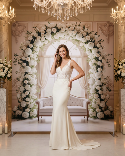Timeless Elegance arch pillowcover backdrop by True Backdrops, featuring a soft, decorative pillowcover with an elegant arch design.