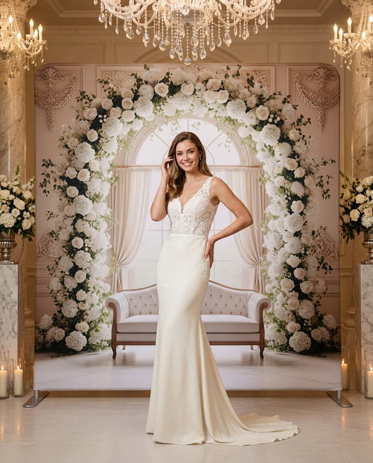 Timeless Elegance arch pillowcover backdrop by True Backdrops, featuring a soft, decorative pillowcover with an elegant arch design.