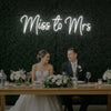 Light Your Way Miss to Mrs Neon Sign, wedding neon sign with bright LED lights, perfect for wedding decor and celebrations.