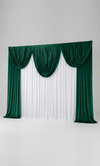 Pre-swagged drapery backdrop with pole pocket from True Backdrops, featuring soft fabric and a concealed pole pocket for easy hanging.