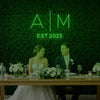 Custom wedding initials neon sign from Light Your Way, V4 model, with glowing initials perfect for wedding decor.