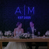Custom wedding initials neon sign by Light Your Way, featuring elegant illuminated initials for wedding decor.