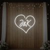 Custom wedding initials neon sign by Light Your Way, featuring elegant illuminated initials for wedding decor.