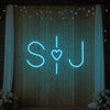 Custom wedding initials neon sign by Light Your Way, featuring elegant illuminated initials for wedding decor.