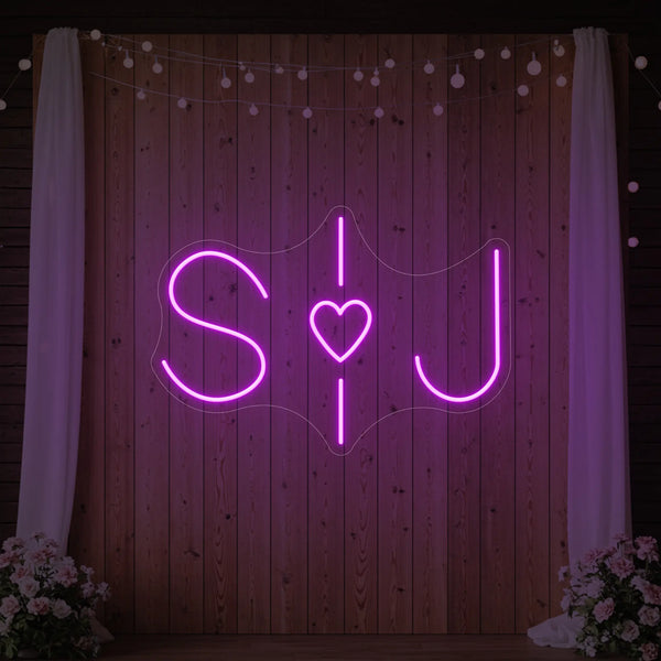 Wedding initials custom neon sign by Light Your Way, featuring illuminated initials perfect for wedding decor.