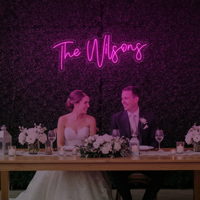 Custom wedding last names Light Your Way neon sign, personalized wedding neon sign for celebration decor.