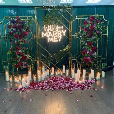 Light Your Way "Will You Marry Me?" neon sign glowing with bright pink and white colors, perfect for romantic proposals.
