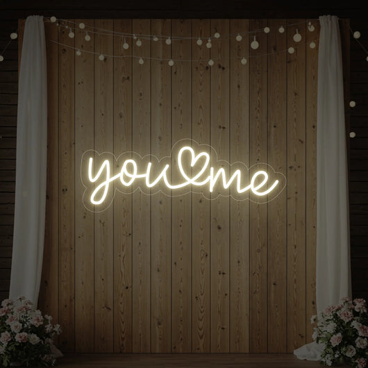 You Heart Me wedding neon sign by Light Your Way, illuminated LED sign with romantic heart and text design for special occasions.