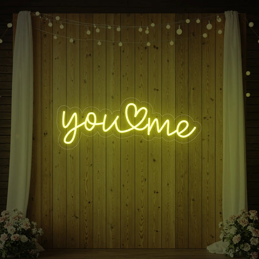 Light Your Way You Heart Me wedding neon sign with LED tubing, romantic heart-shaped design for wedding decor.