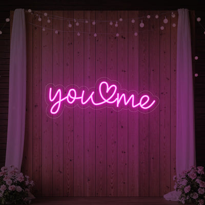 Light Your Way You Heart Me wedding neon sign with illuminated LED lettering, perfect for romantic wedding decor.
